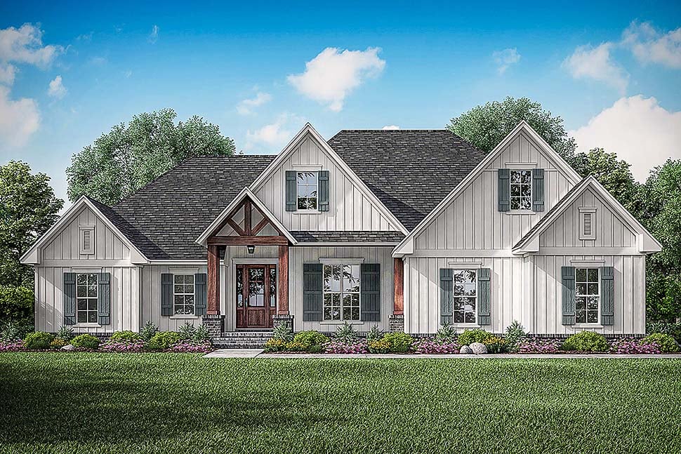House Plan 51992 Farmhouse Style With 2358 Sq Ft 3 Bed 2 Bath