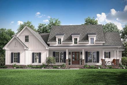 Country Craftsman New American Style Traditional Elevation of Plan 51993