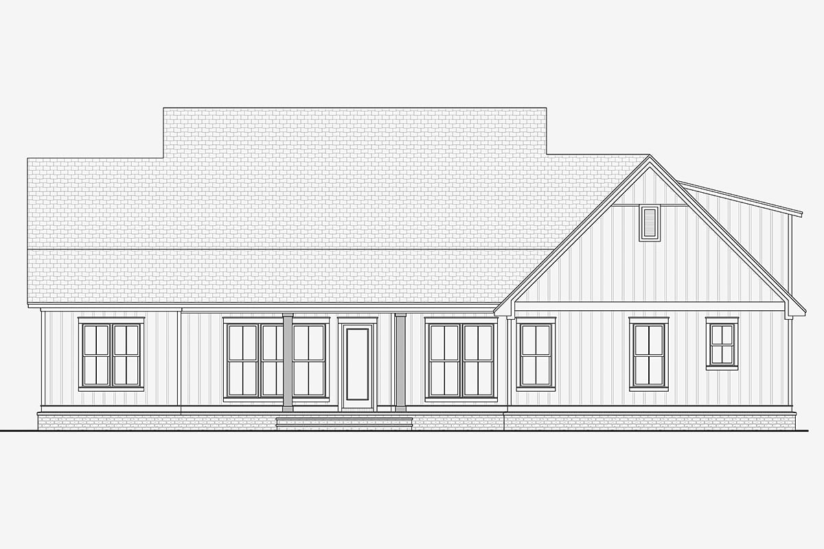 Country Craftsman New American Style Traditional Rear Elevation of Plan 51993