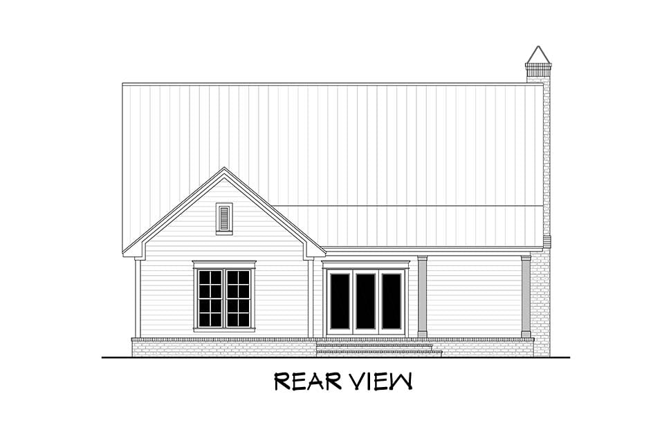 Country Farmhouse Traditional Rear Elevation of Plan 51994