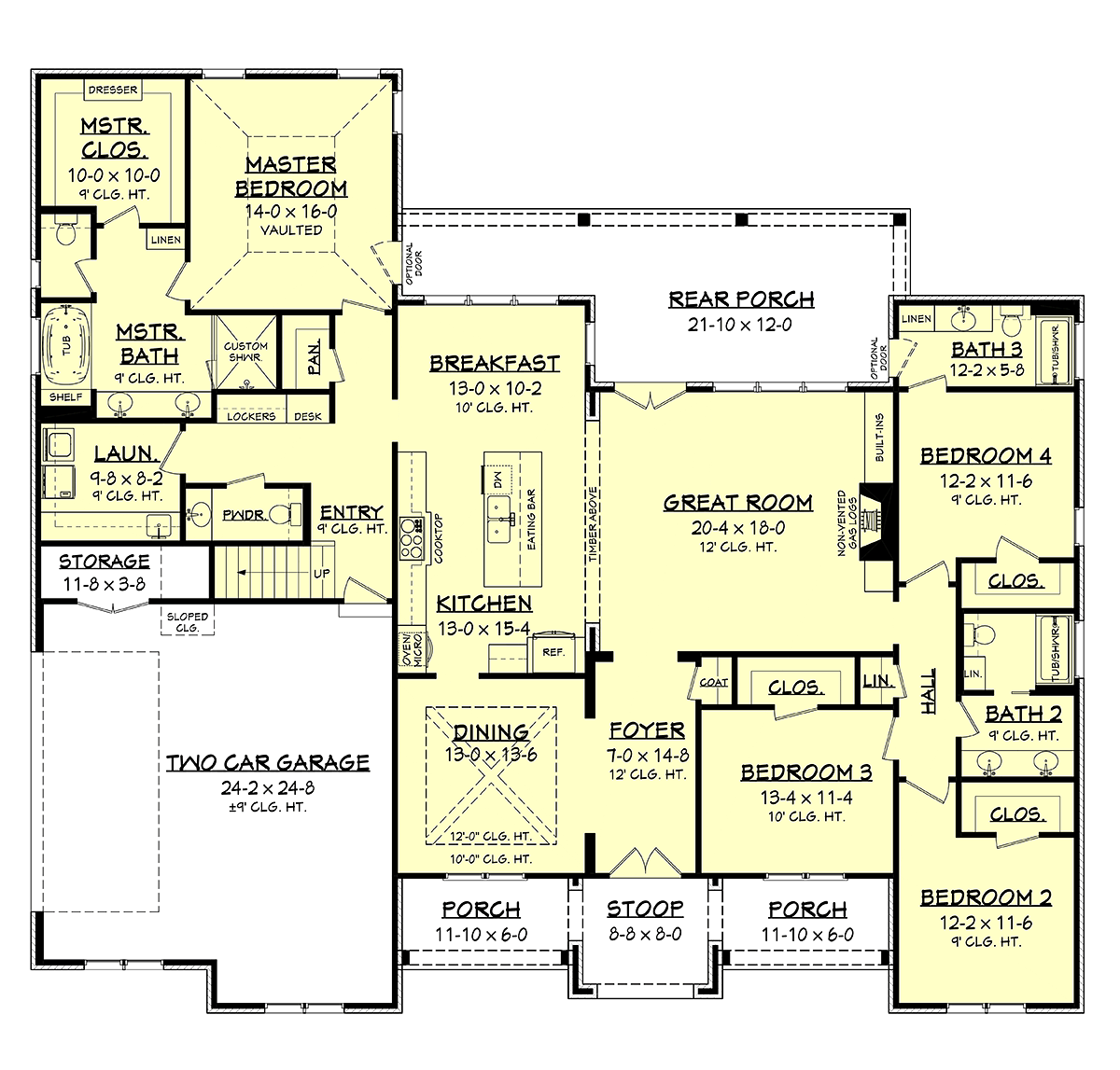 Country Farmhouse Traditional Level One of Plan 51995