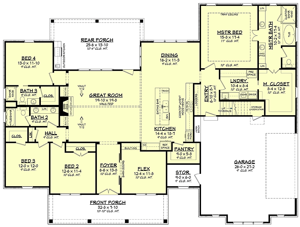 Country Farmhouse Southern Alternate Level One of Plan 51998