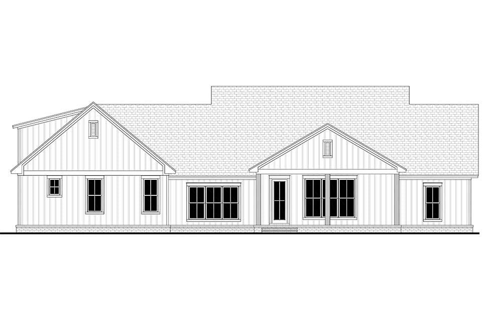Country, Farmhouse, Southern House Plan 51998 with 4 Beds, 3 Baths, 2 Car Garage Rear Elevation