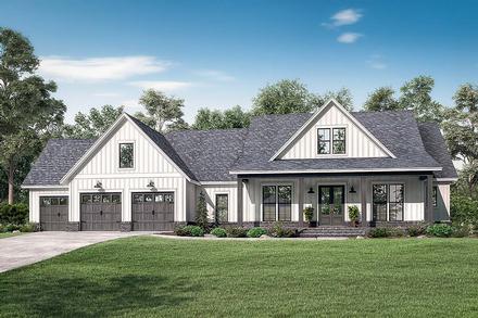 Country, Farmhouse, Southern House Plan 51999 with 4 Beds, 4 Baths, 3 Car Garage