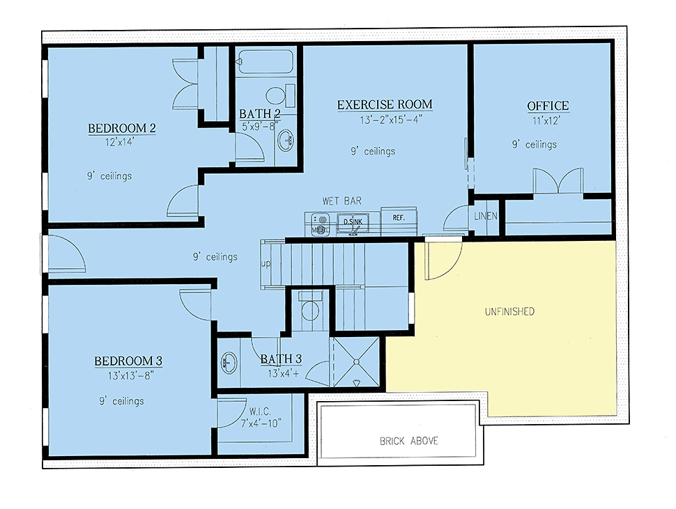 Country Farmhouse Lower Level of Plan 52001