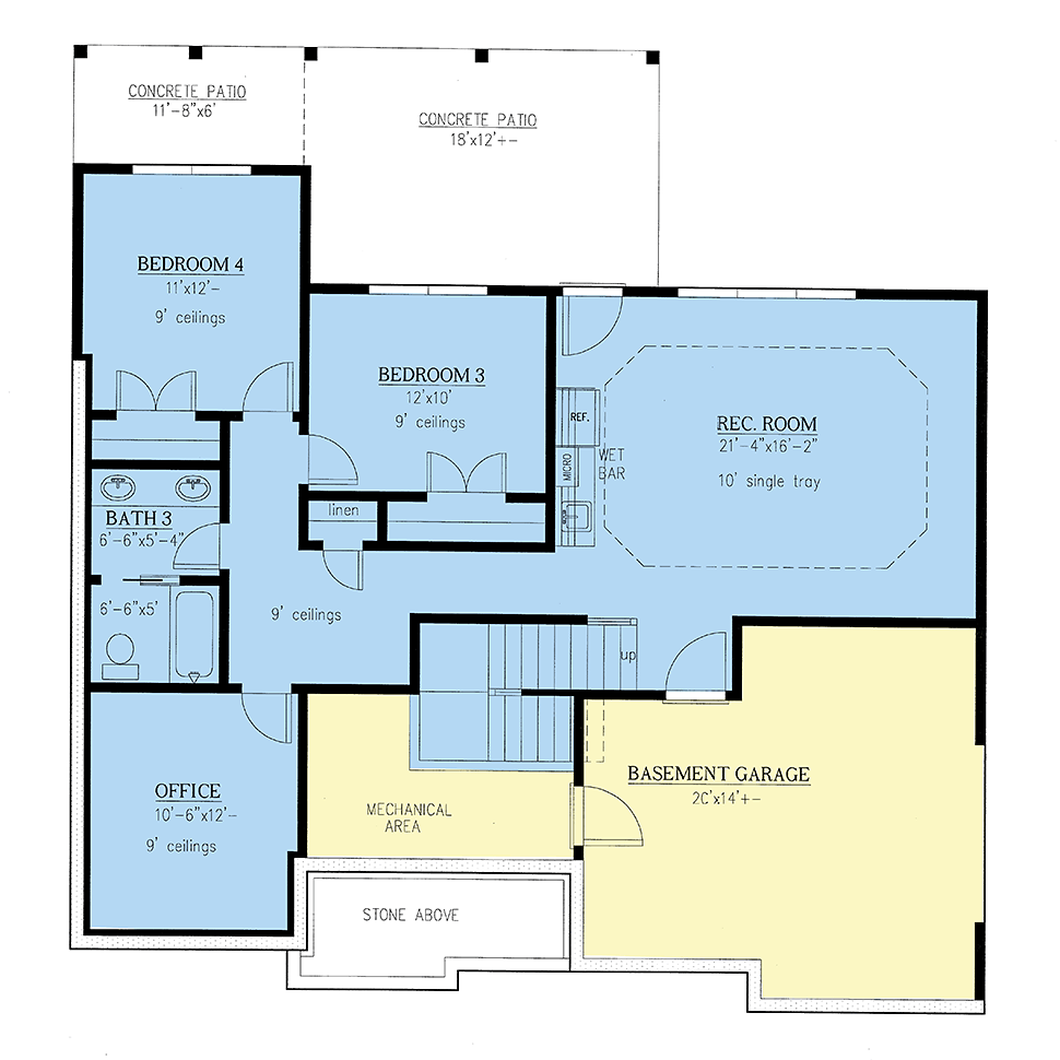 Bungalow Cottage Craftsman Lower Level of Plan 52002