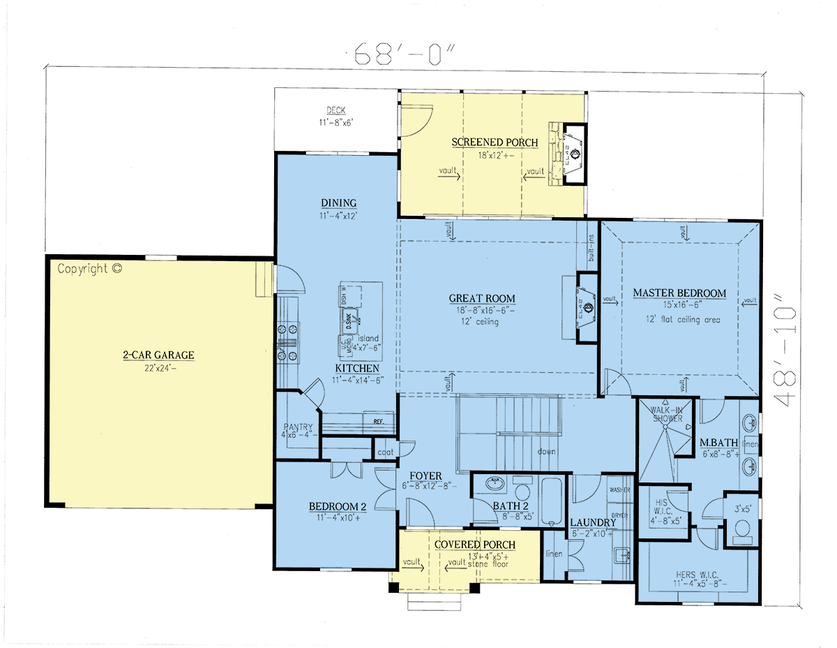 Bungalow Cottage Craftsman Level One of Plan 52002