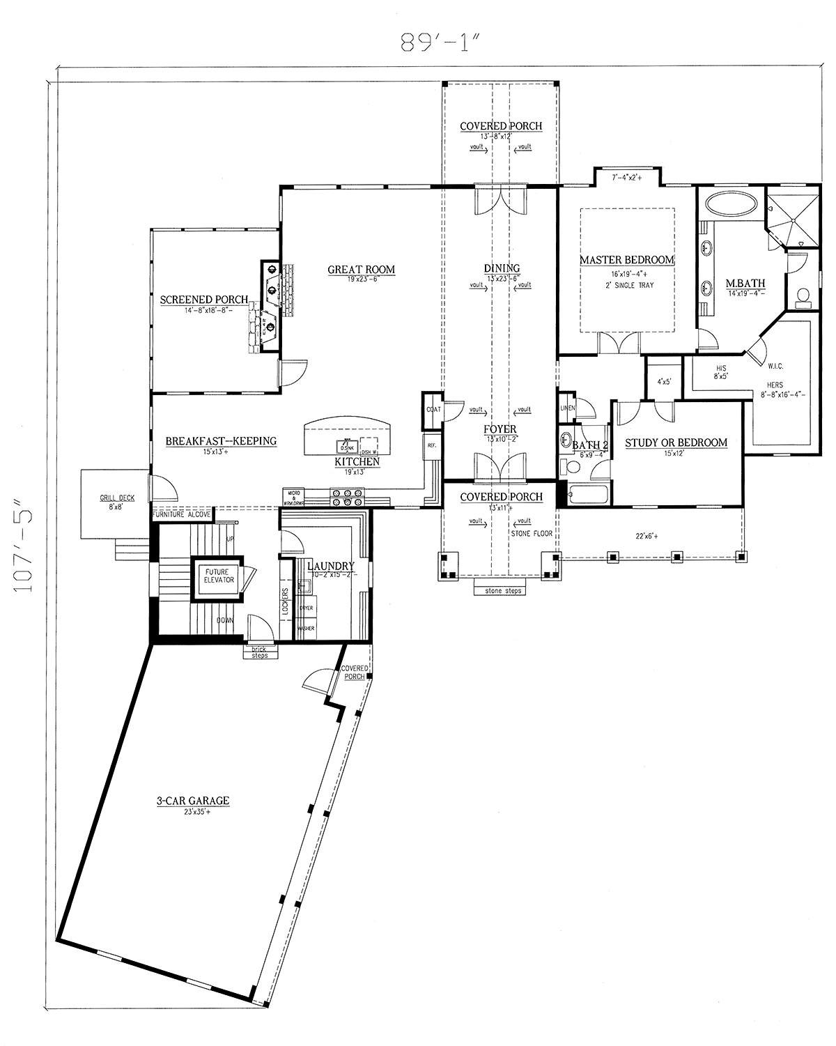 Bungalow Craftsman Traditional Level One of Plan 52004