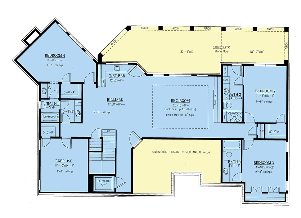 Craftsman Traditional Lower Level of Plan 52008