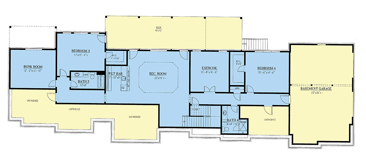 Craftsman Traditional Lower Level of Plan 52010