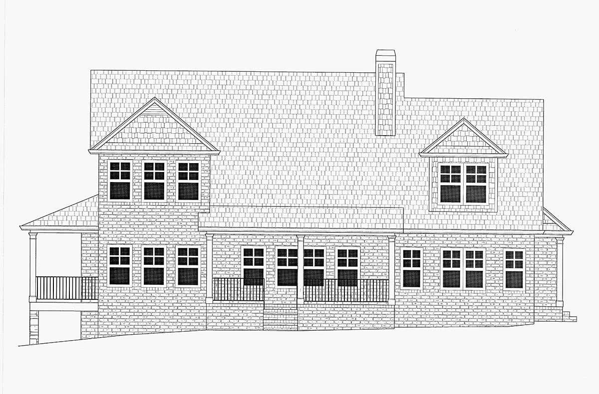 Craftsman Traditional Rear Elevation of Plan 52012