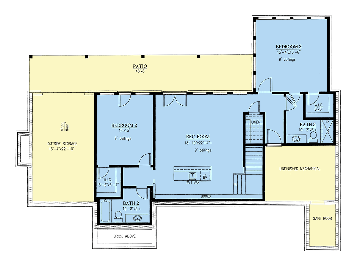 Country Craftsman Ranch Lower Level of Plan 52013