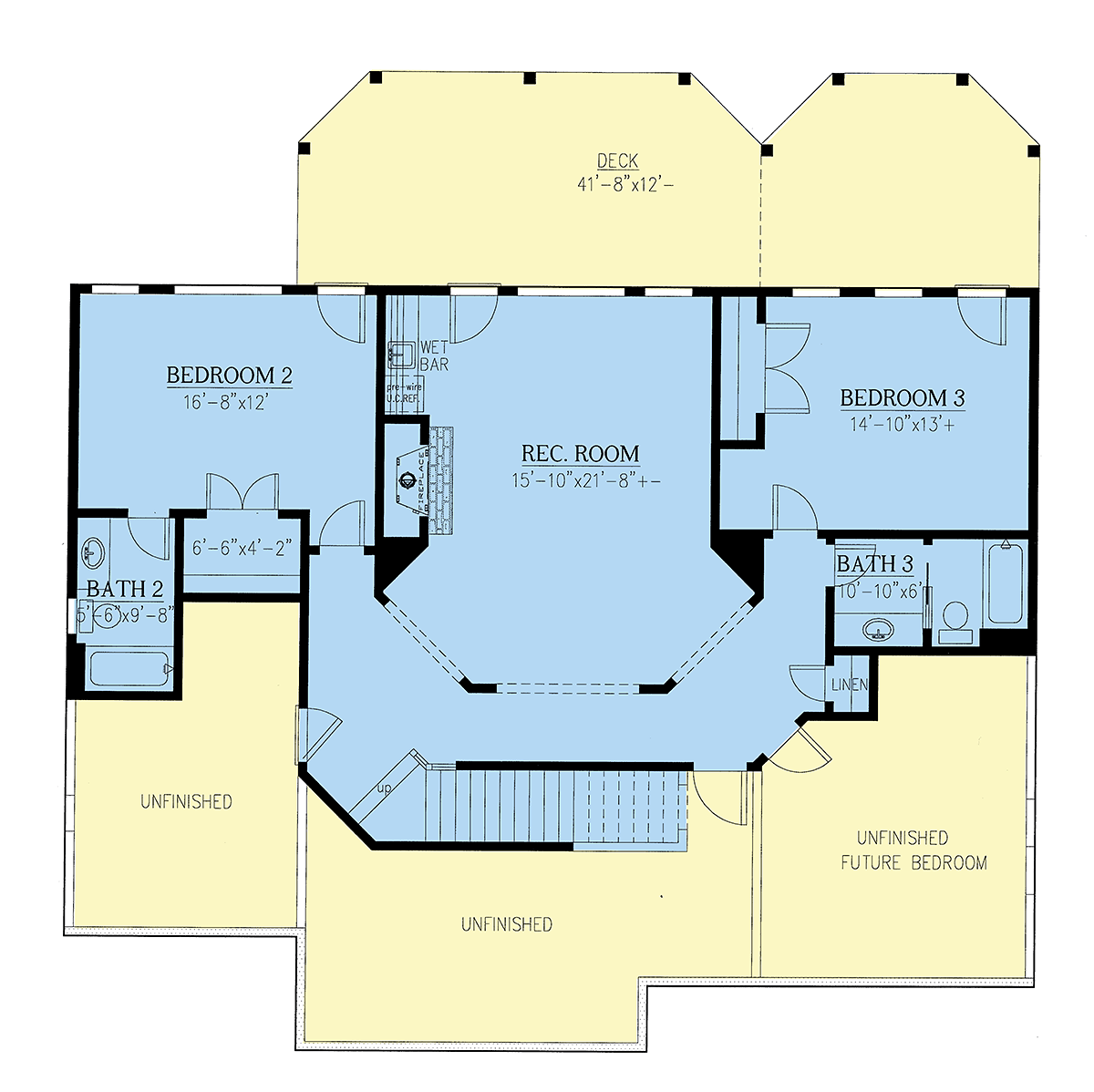 Cottage Craftsman Lower Level of Plan 52014