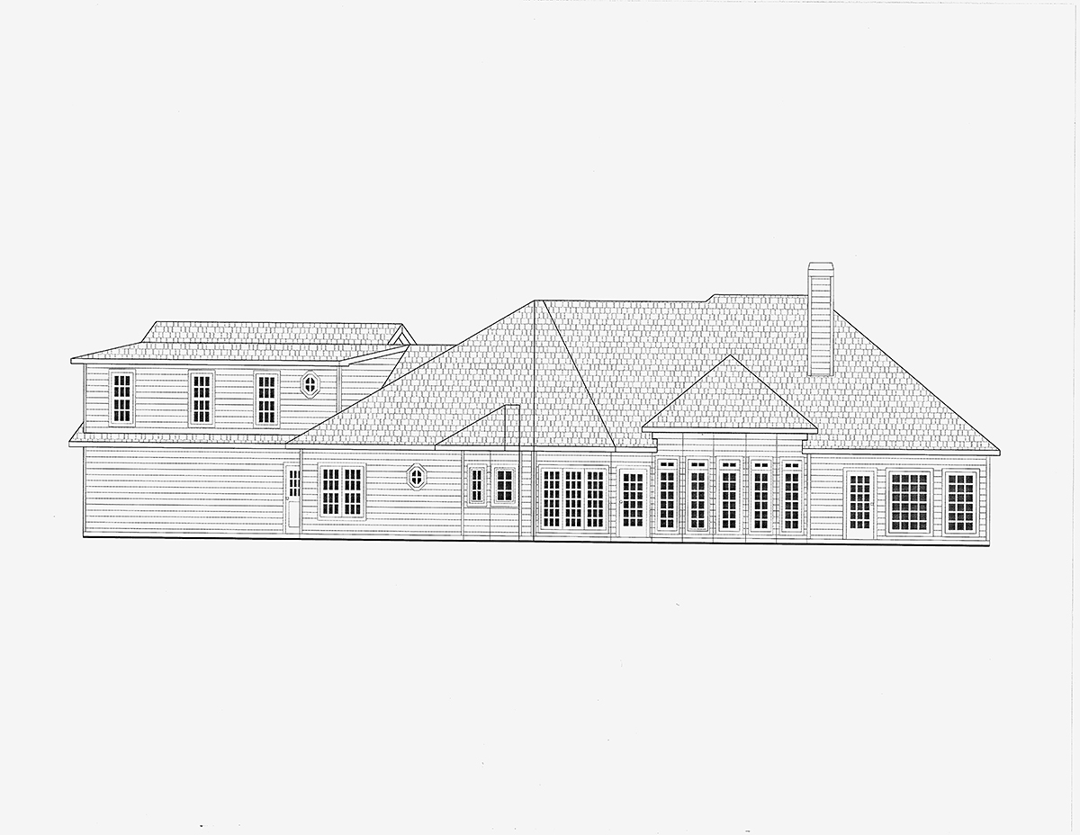 Traditional Rear Elevation of Plan 52015