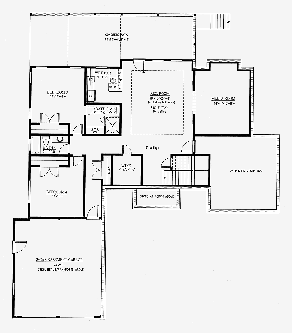 Country Craftsman Lower Level of Plan 52018