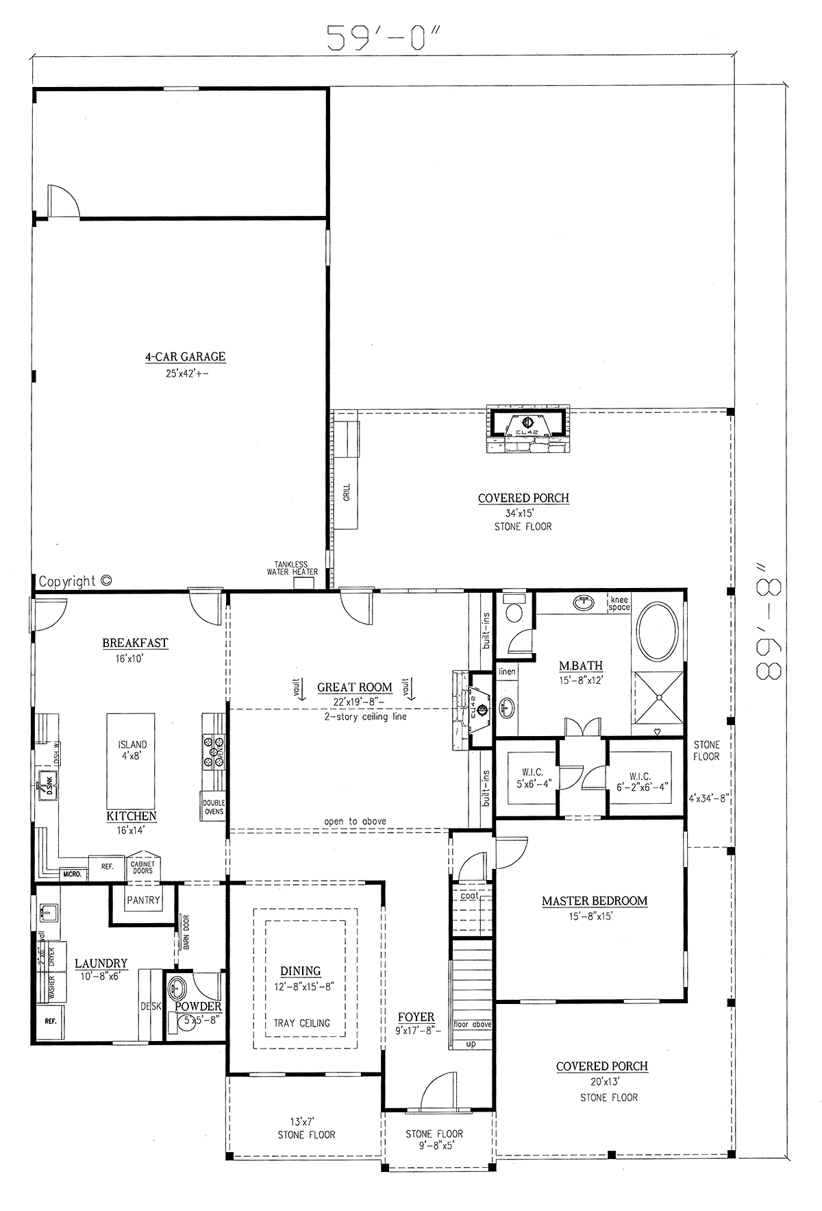 Farmhouse Traditional Level One of Plan 52022