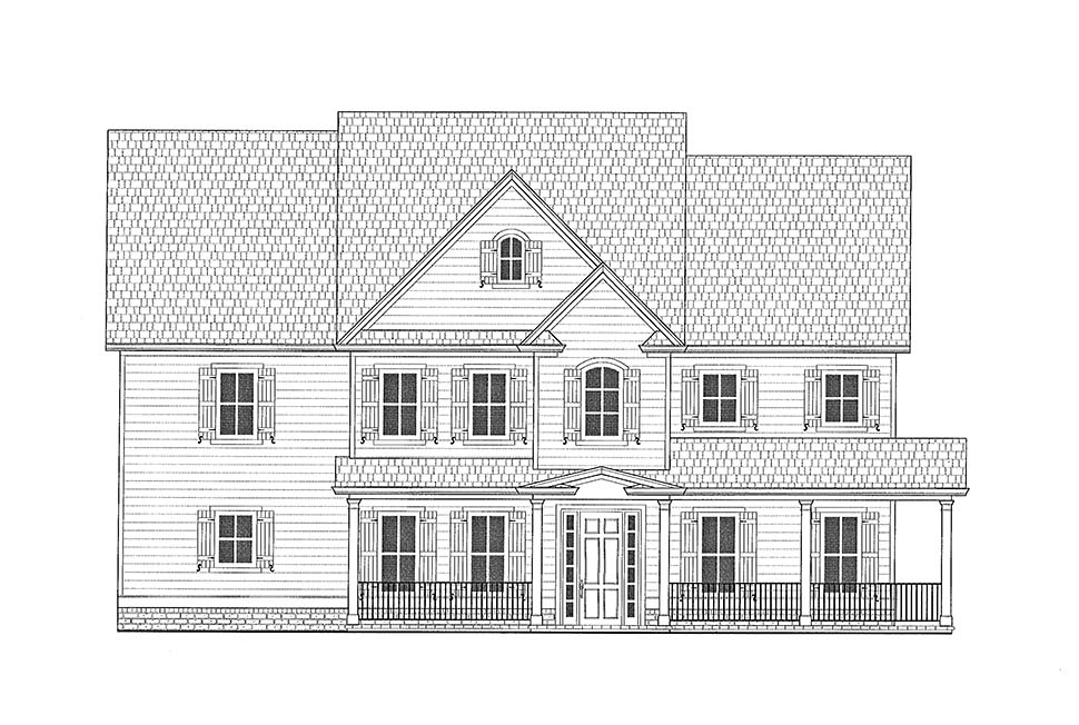 Farmhouse, Traditional Plan with 4020 Sq. Ft., 4 Bedrooms, 5 Bathrooms, 4 Car Garage Picture 4