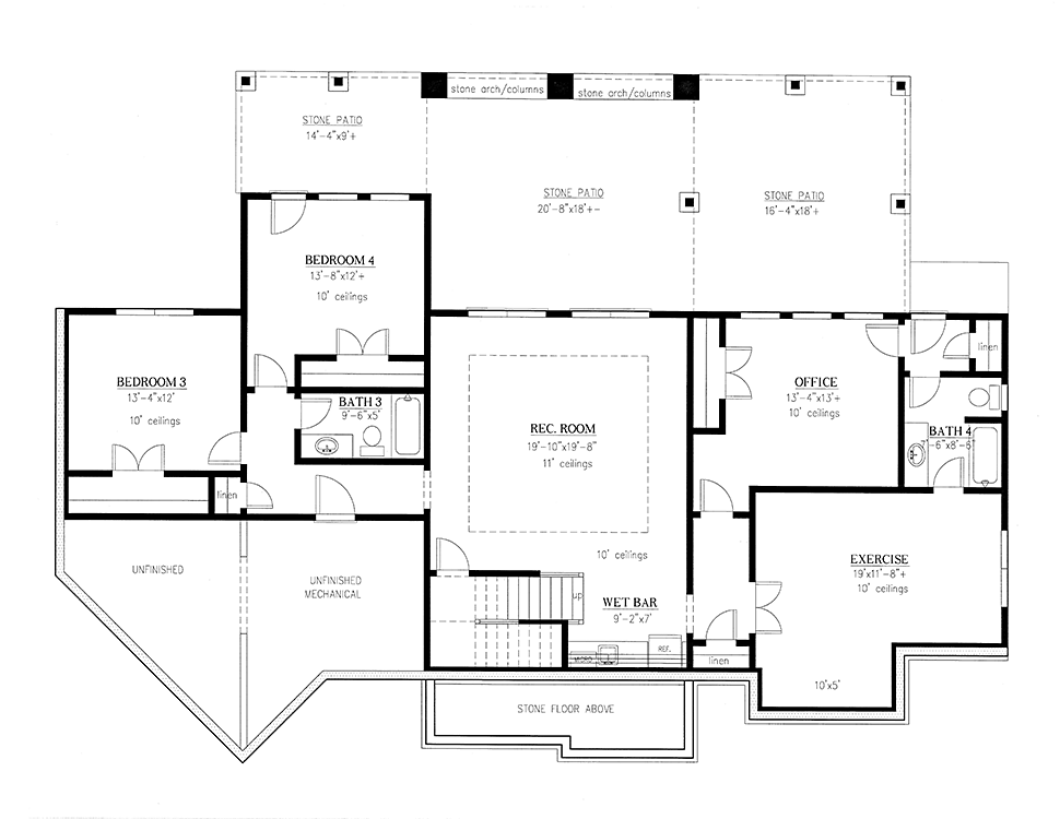 Craftsman Farmhouse Southern Lower Level of Plan 52024