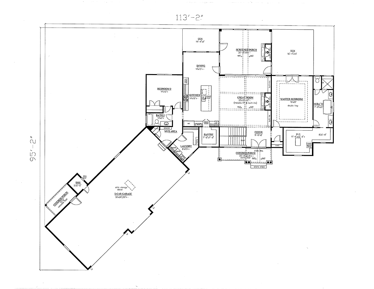 Craftsman Farmhouse Southern Level One of Plan 52024