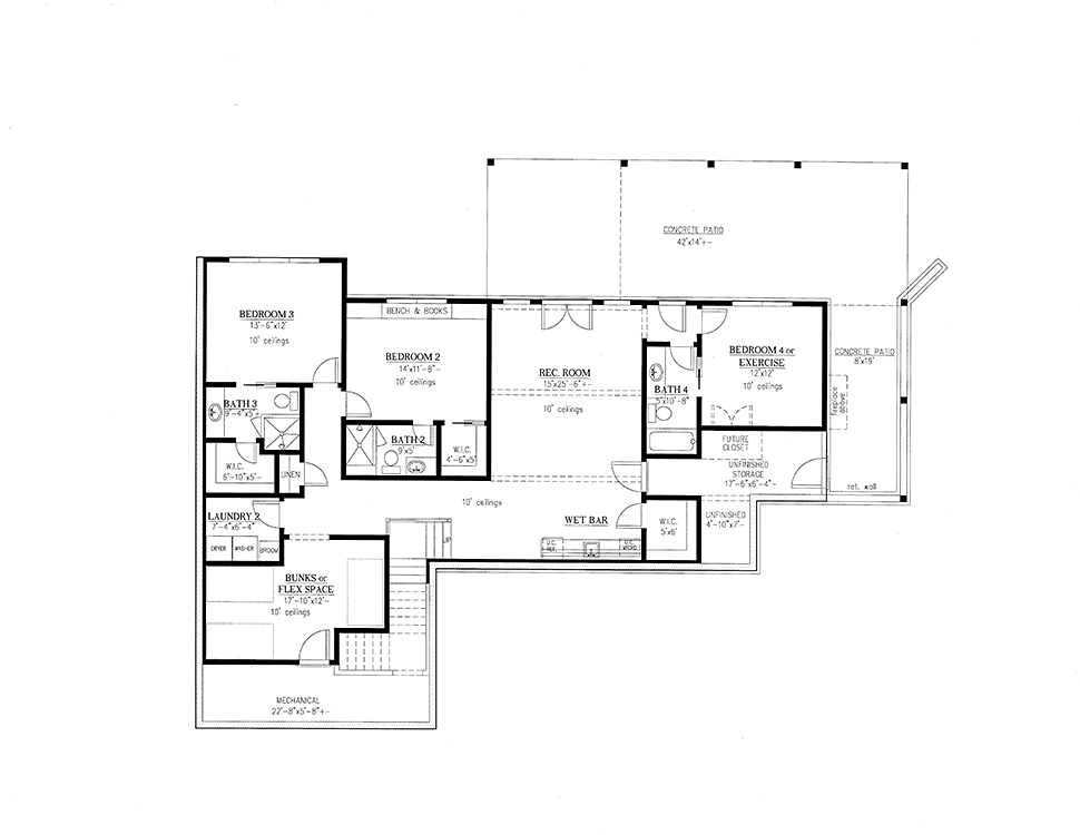 Coastal Farmhouse Southern Lower Level of Plan 52025