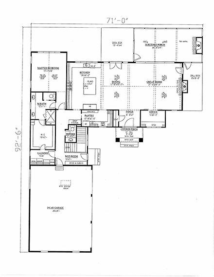 House Plan 52025 First Level Plan