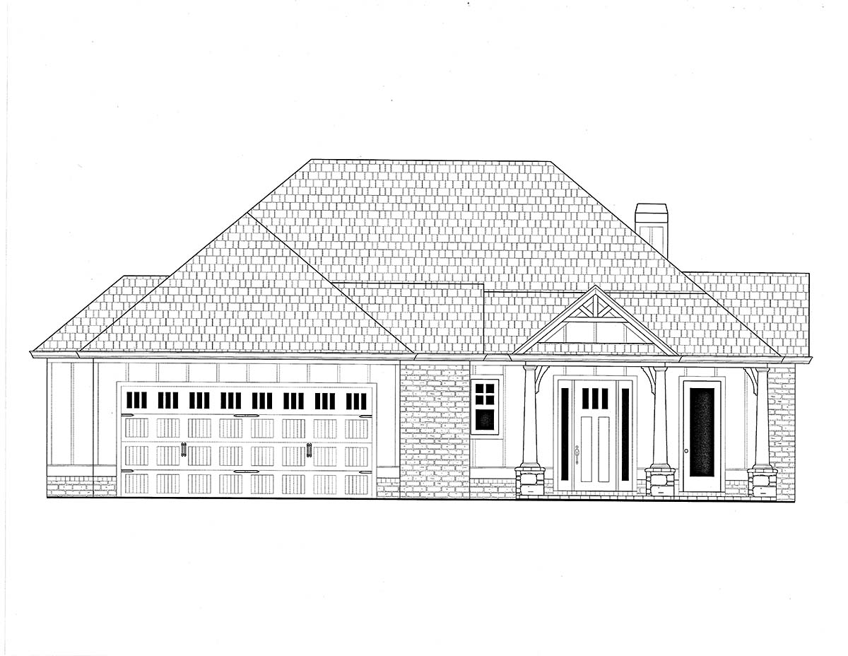Country, Craftsman, Farmhouse Plan with 2136 Sq. Ft., 3 Bedrooms, 3 Bathrooms, 2 Car Garage Picture 2