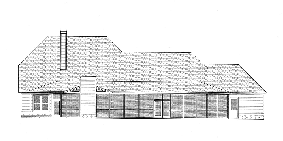 Craftsman Farmhouse Rear Elevation of Plan 52030