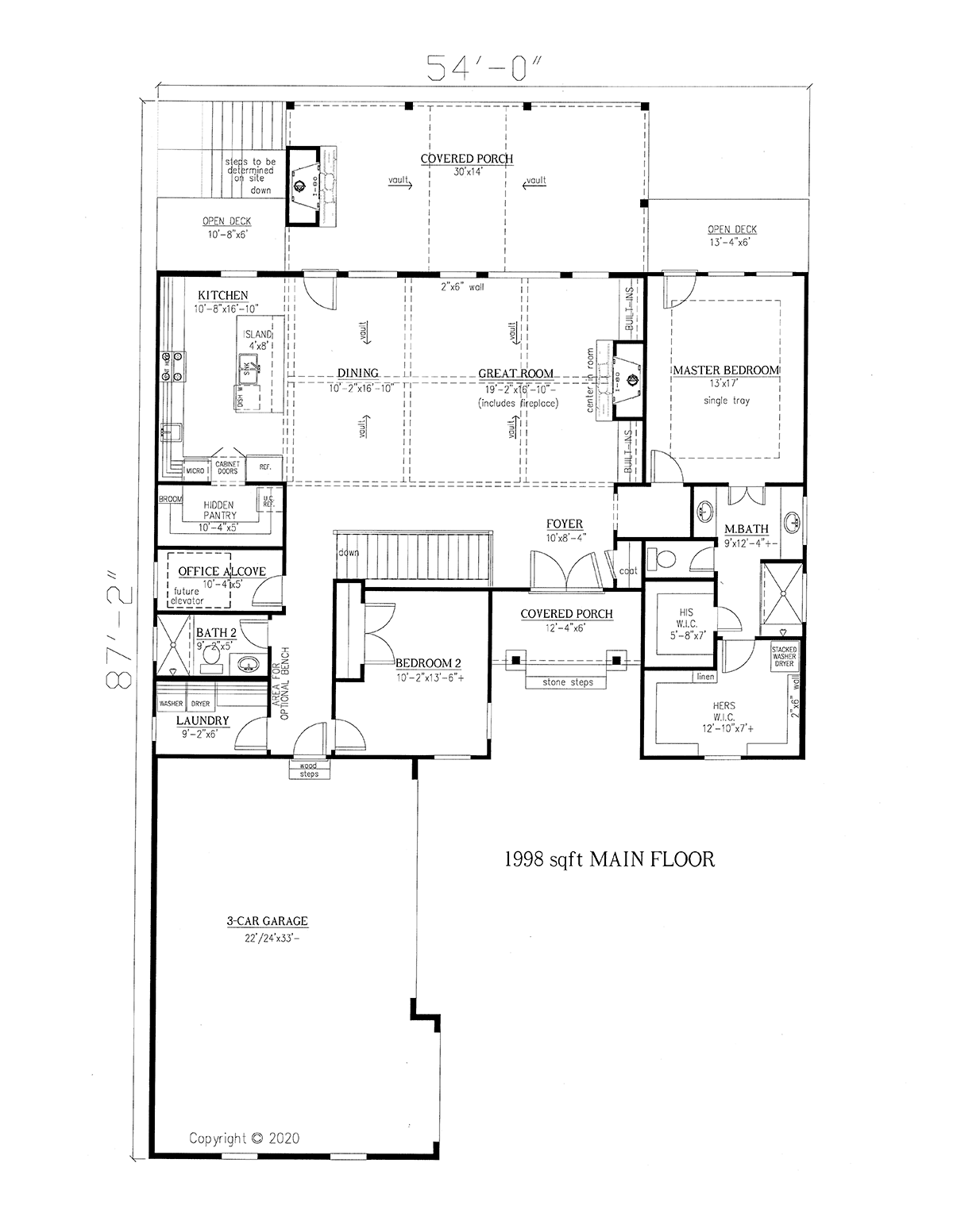 Craftsman Farmhouse Level One of Plan 52031