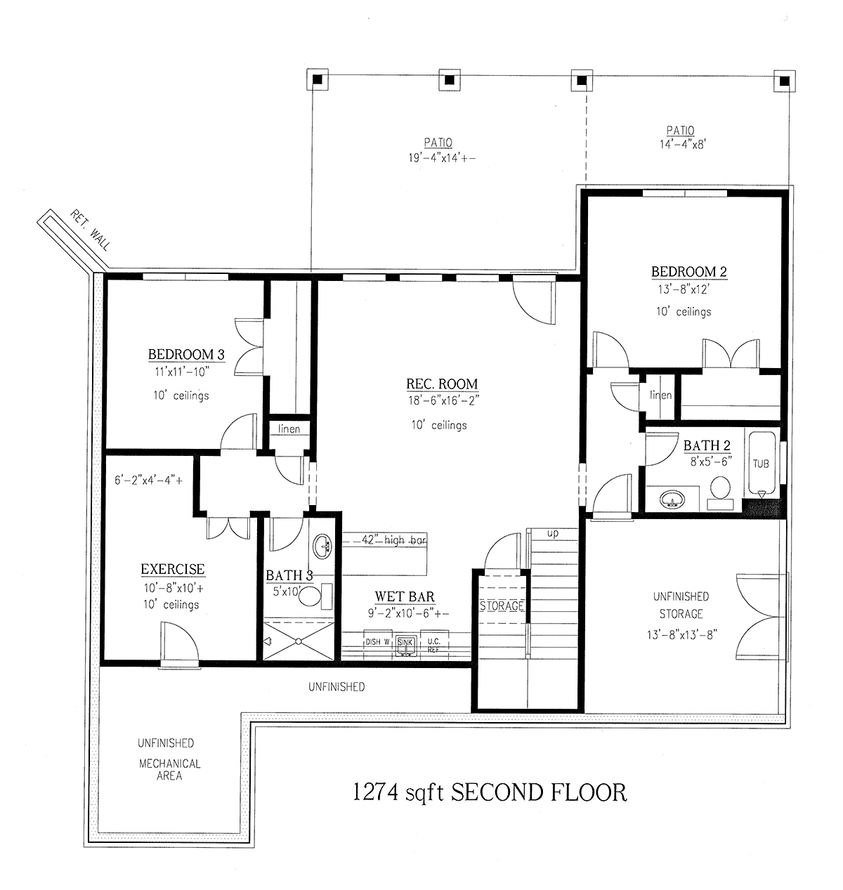 Cottage Craftsman Lower Level of Plan 52032