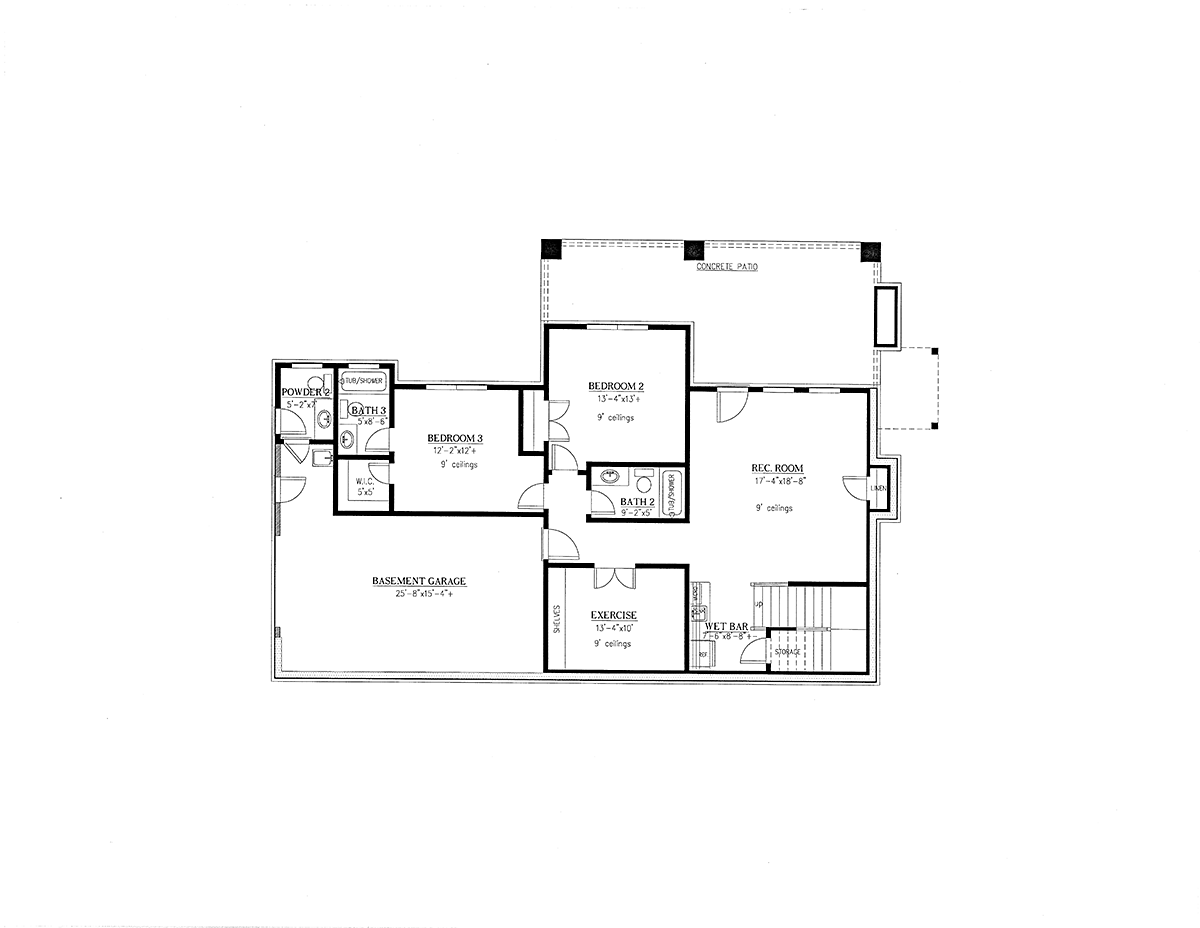 Craftsman Traditional Lower Level of Plan 52033
