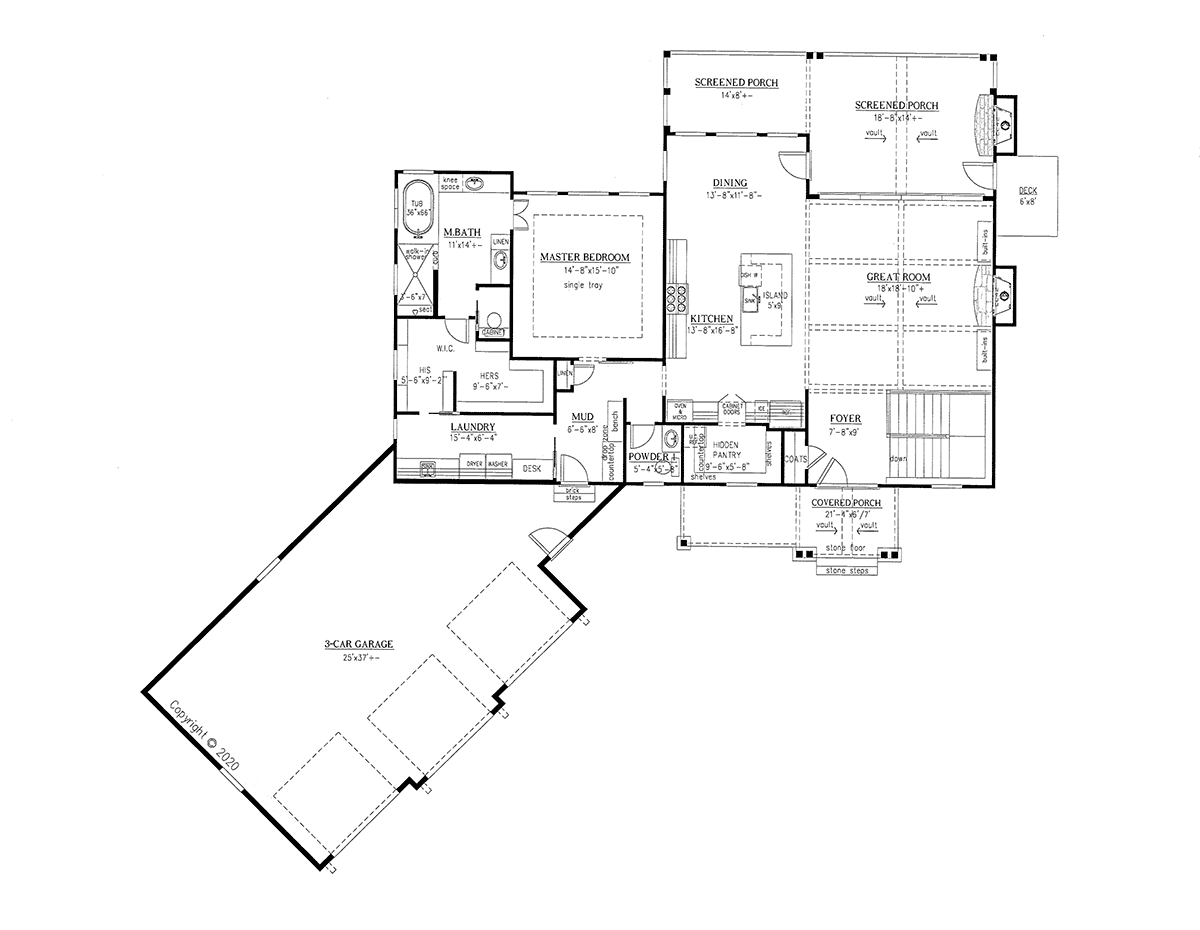 Craftsman Traditional Level One of Plan 52033