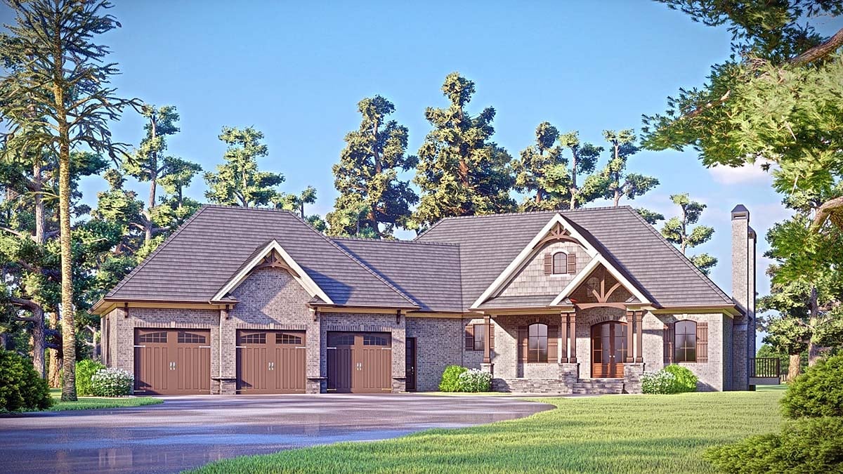 Craftsman, Traditional Plan with 3122 Sq. Ft., 3 Bedrooms, 4 Bathrooms, 4 Car Garage Elevation