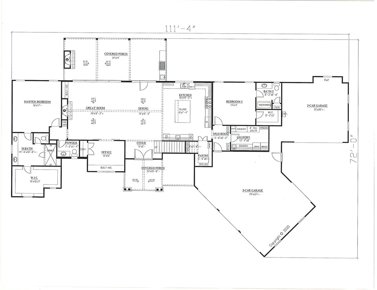 Craftsman Farmhouse Level One of Plan 52034