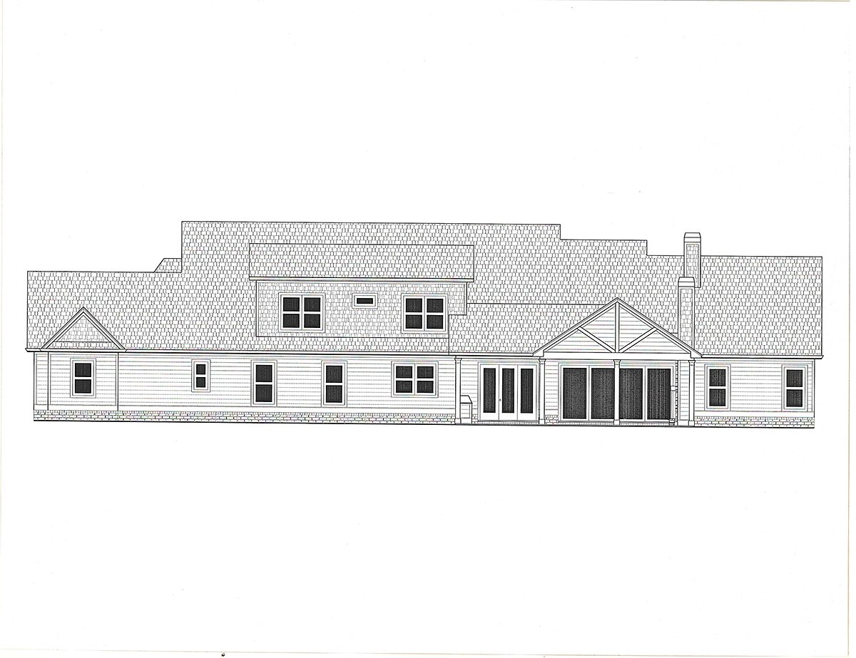 Craftsman Farmhouse Rear Elevation of Plan 52034