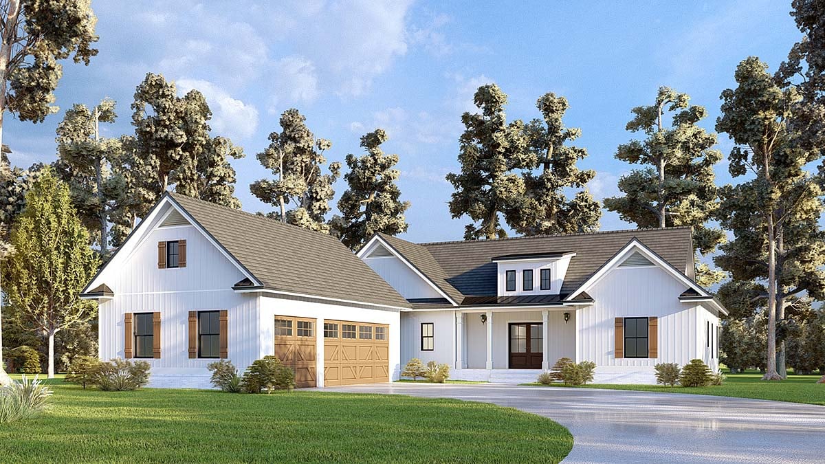 Craftsman, Farmhouse Plan with 3059 Sq. Ft., 4 Bedrooms, 4 Bathrooms, 3 Car Garage Elevation