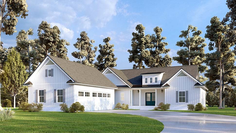 Craftsman, Farmhouse Plan with 3059 Sq. Ft., 4 Bedrooms, 4 Bathrooms, 3 Car Garage Picture 3