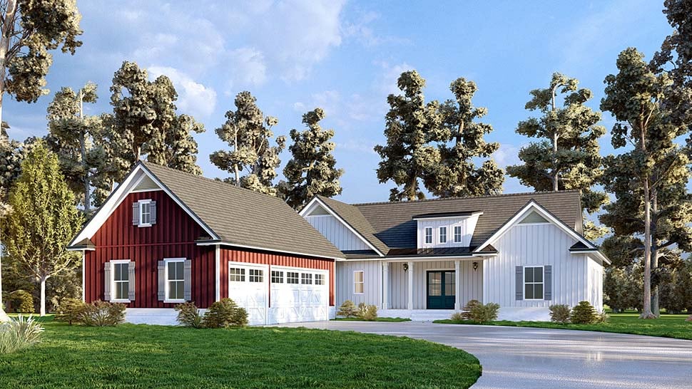 Craftsman, Farmhouse Plan with 3059 Sq. Ft., 4 Bedrooms, 4 Bathrooms, 3 Car Garage Picture 4