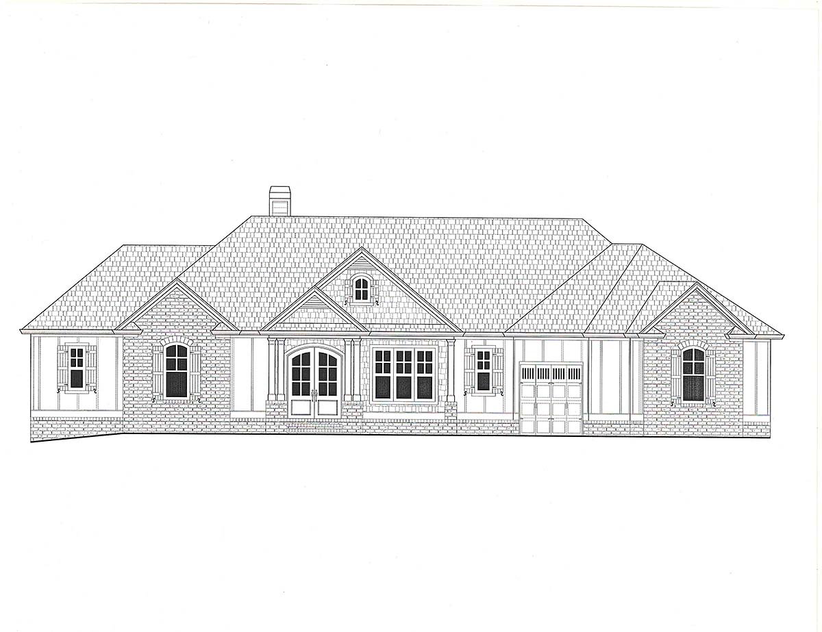 Craftsman, Farmhouse, Traditional Plan with 3447 Sq. Ft., 4 Bedrooms, 3 Bathrooms, 2 Car Garage Picture 2