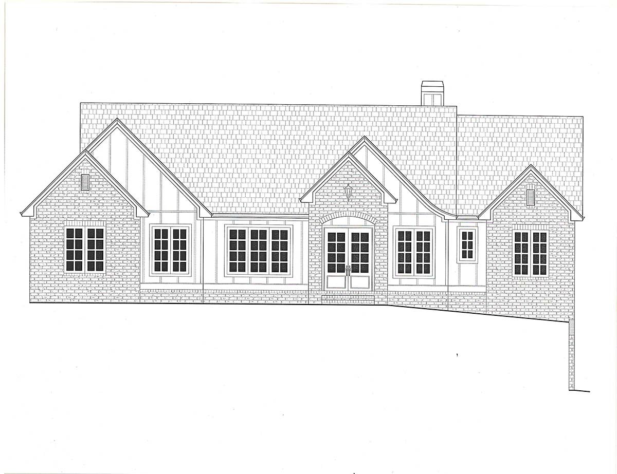 Craftsman, Farmhouse Plan with 3462 Sq. Ft., 3 Bedrooms, 4 Bathrooms, 3 Car Garage Picture 2