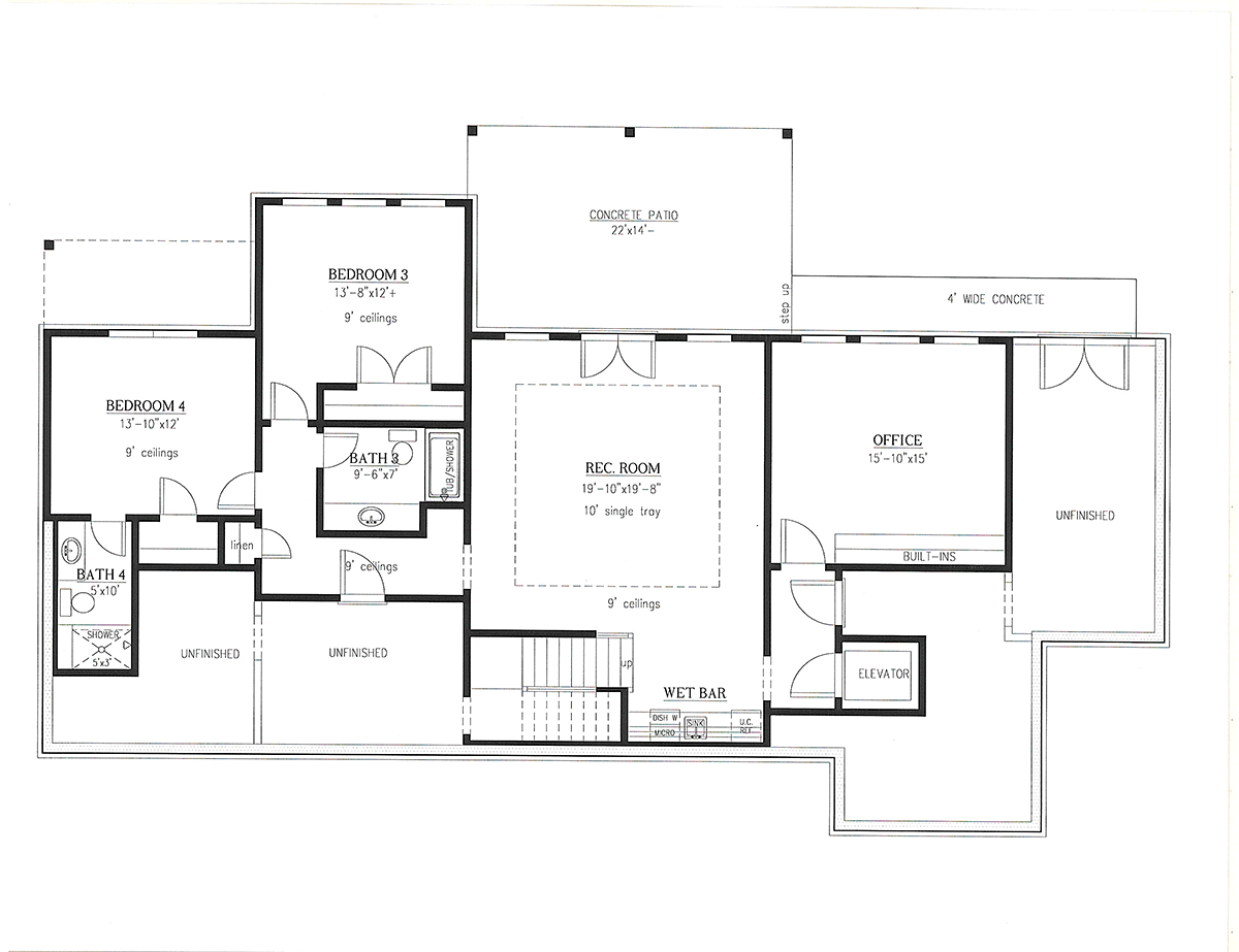 Craftsman Traditional Lower Level of Plan 52039