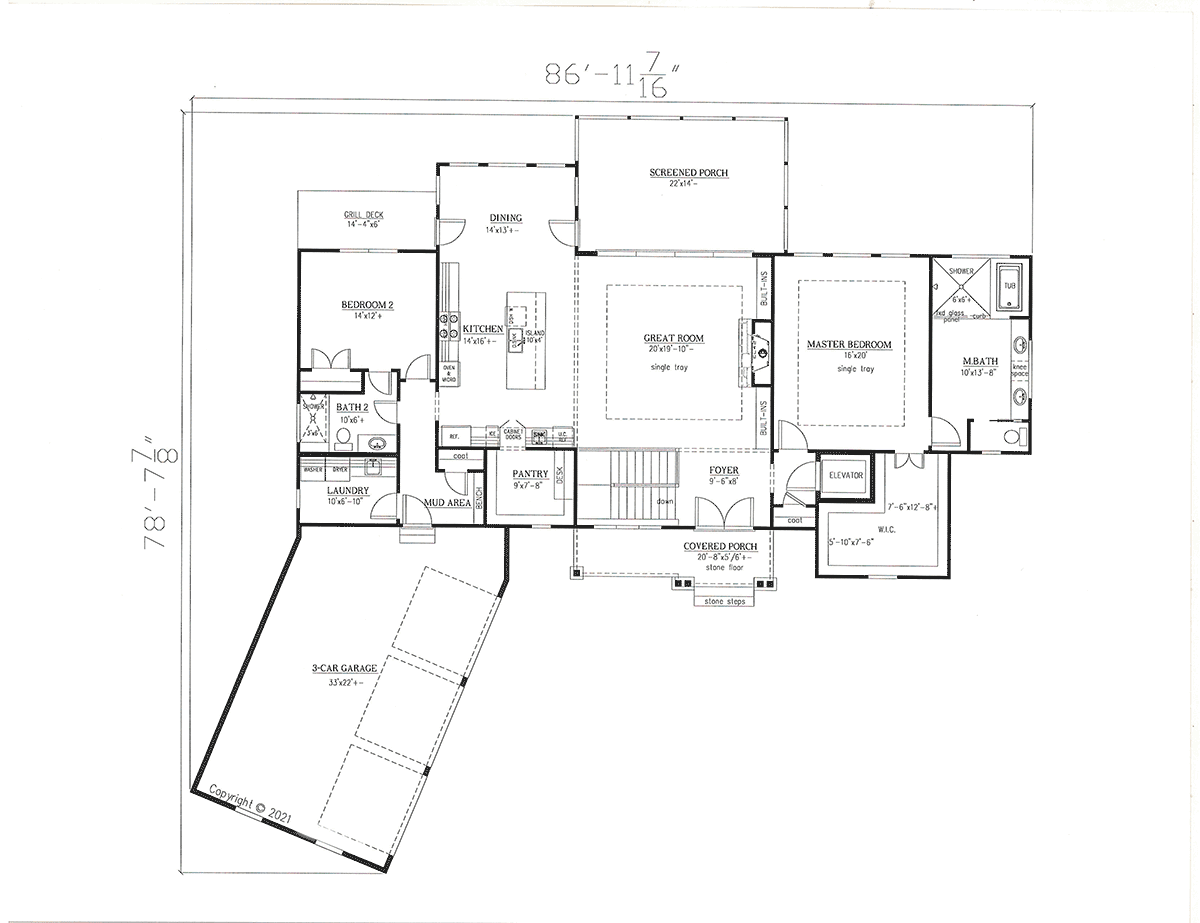 Craftsman Traditional Level One of Plan 52039