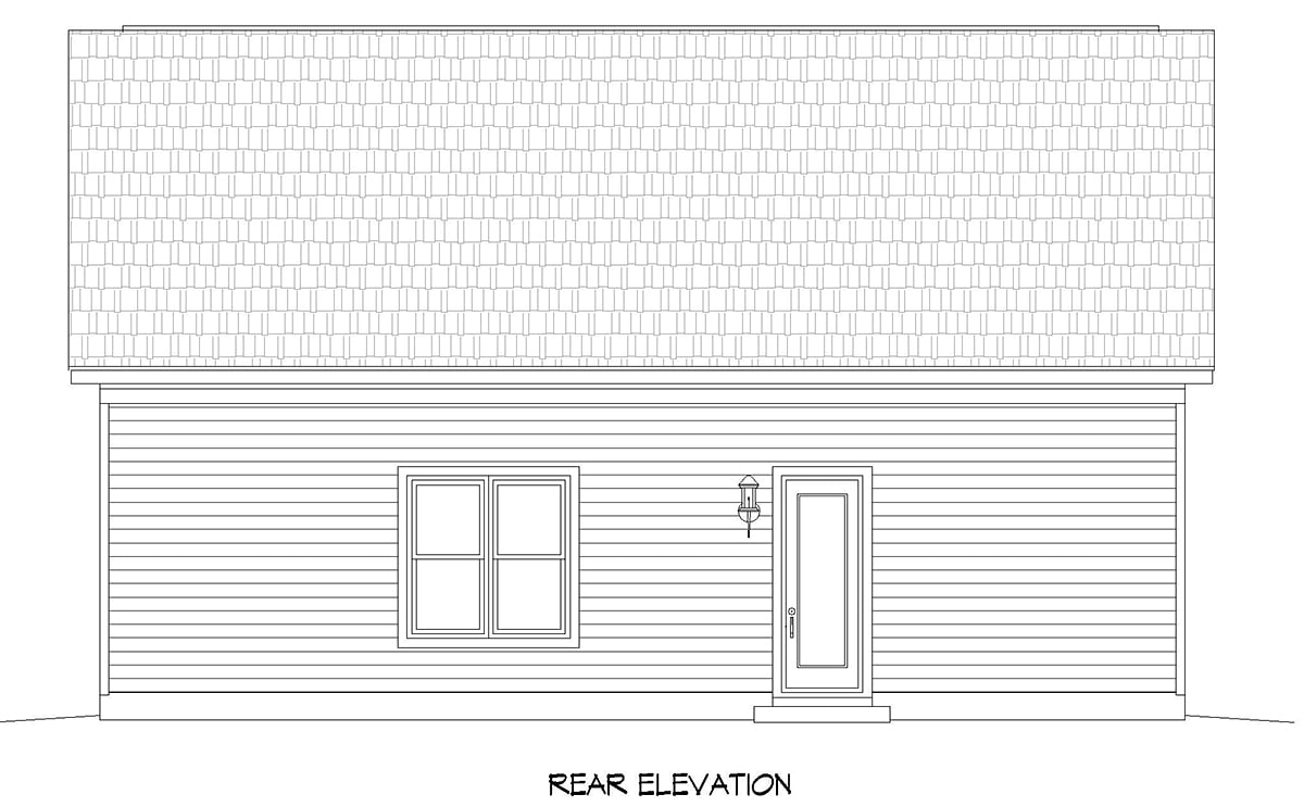 Traditional Rear Elevation of Plan 52106