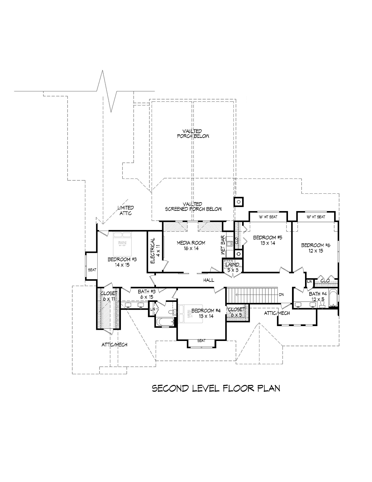 Country Farmhouse Traditional Level Two of Plan 52111