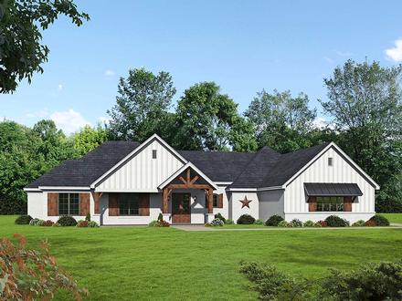 French Country Ranch Traditional Elevation of Plan 52117