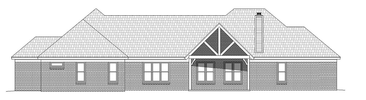 French Country Ranch Traditional Rear Elevation of Plan 52117