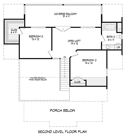 House Plan 52118 Second Level Plan
