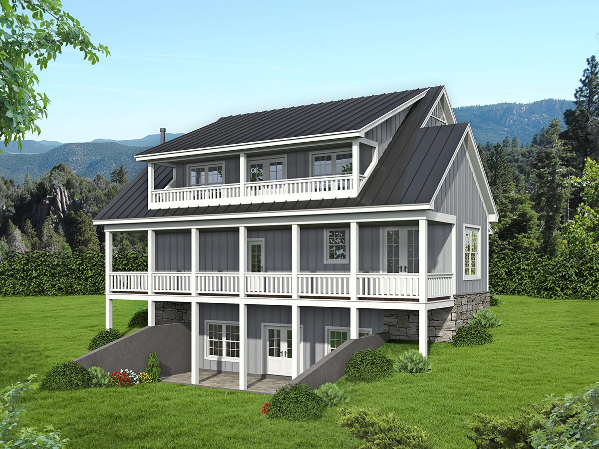 Country Traditional Rear Elevation of Plan 52118