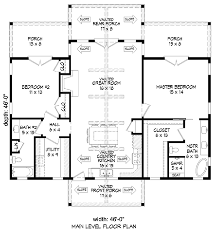 House Plan 52120 First Level Plan