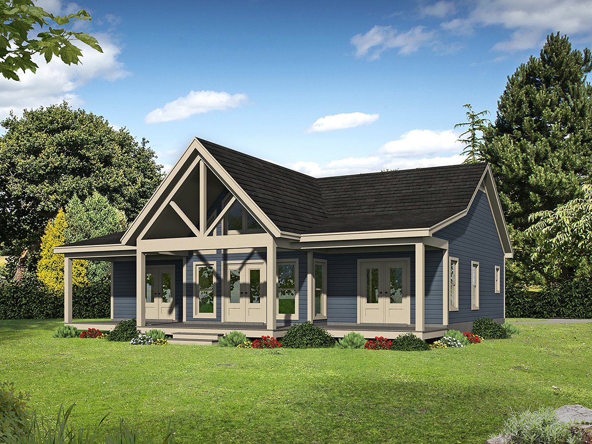 Country Farmhouse Traditional Rear Elevation of Plan 52120