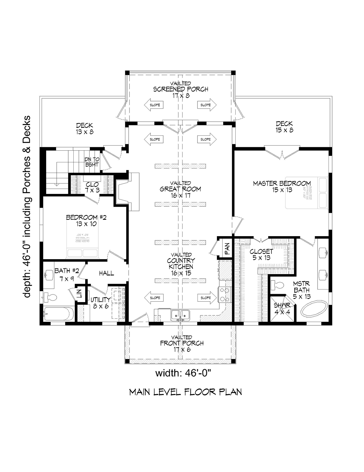 Country Ranch Traditional Level One of Plan 52126